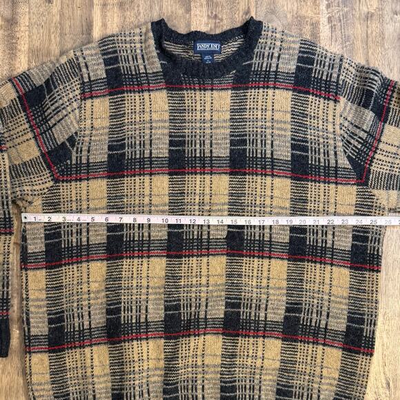 Lands’ End VTG Sweater 100% Shetland Wool Made In Scotland Plaid Check Mens’s XL - Picture 4 of 8